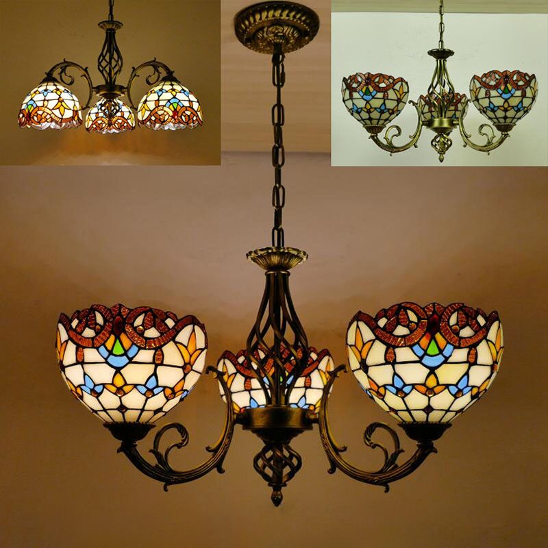 Tiffany Creative Sputnik Light Light Light Ironing Lampada con tonalità di vetro colorato