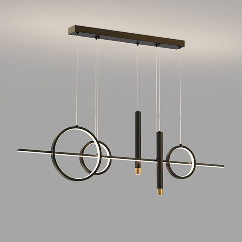 Luce a sospensione dell'isola a LED lineare in alluminio in moderna luce del soffitto in ferro battuto in stile creativo con ombra acrilica