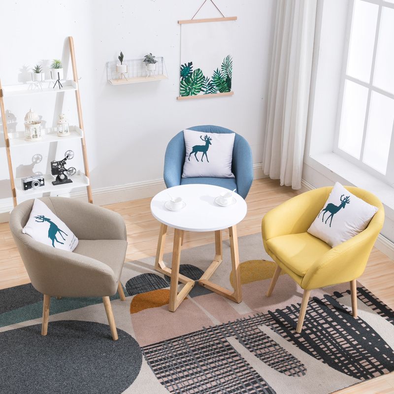 Contemporary Sloped Arms Accent Armchair Basic Four Leg Arm Chair