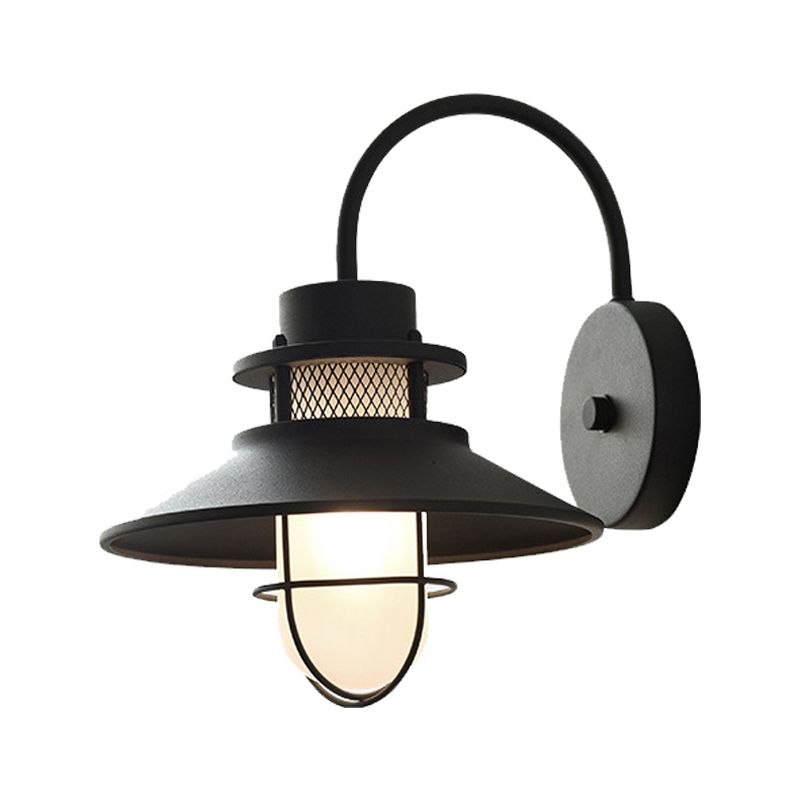 Black Metal Wall Light Industrial Flush Mount Lighting for Home Foyer