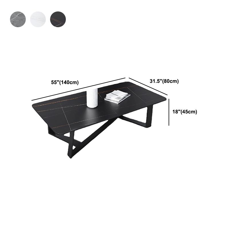 Cross Table Base Design Rectangular Slate Table Glam Style Coffee Table