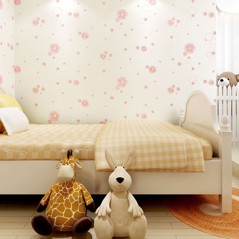 Papier peint auto-adhésif à bulles de fleurs, couleur douce, décoration murale de Style campagnard pour la maison, facile à enlever