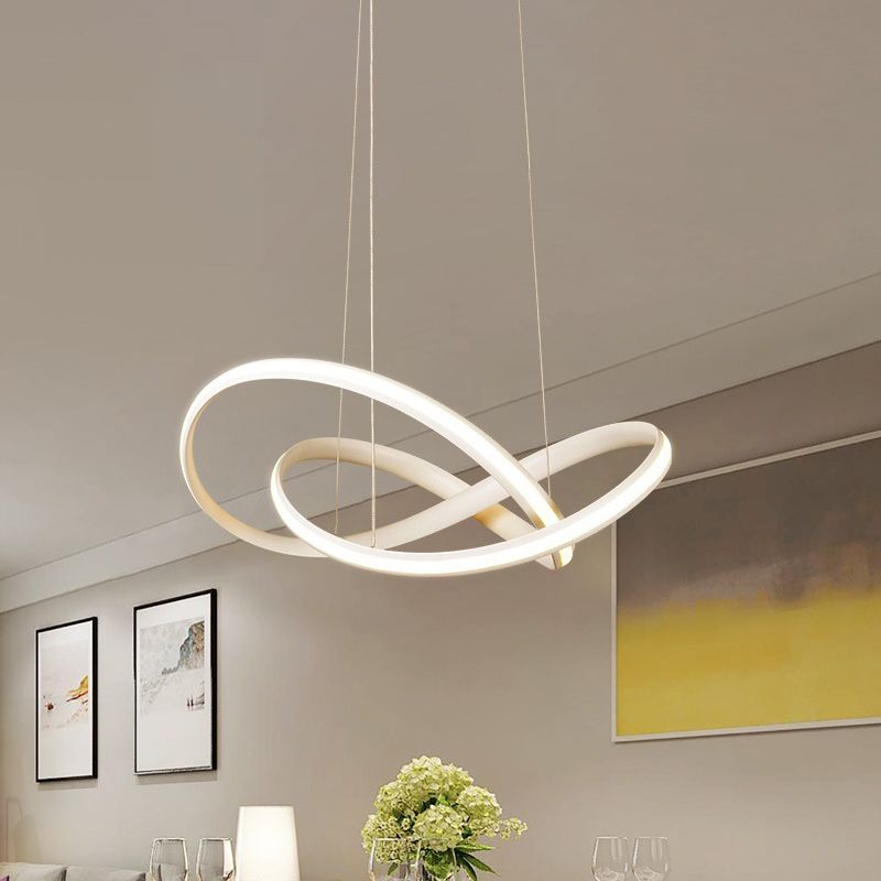 Metalen kruisingring naar beneden verlichting minimalisme koffie/wit led plafond kroonluchter in warm/wit licht