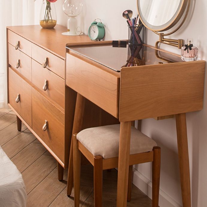 Contemporary Make-up Vanity Bedroom Glass Lighted Mirror with Drawer