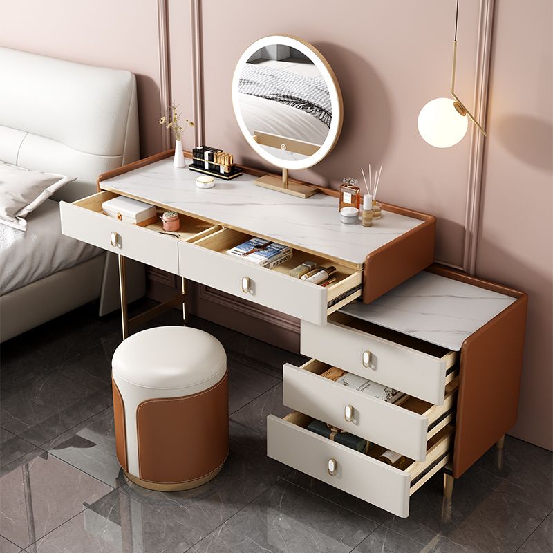 Contemporary Vanity Dressing Table Set Wood Vanity Tables with Slate Top