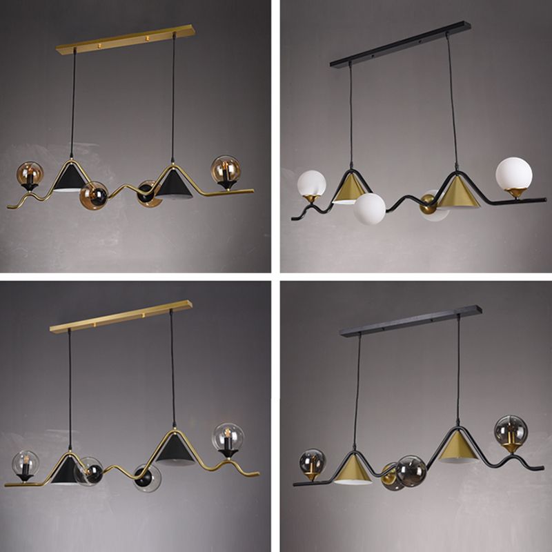 Nordic Glass Island Light Geometric 6 Lights Island Anhänger für Wohnzimmer
