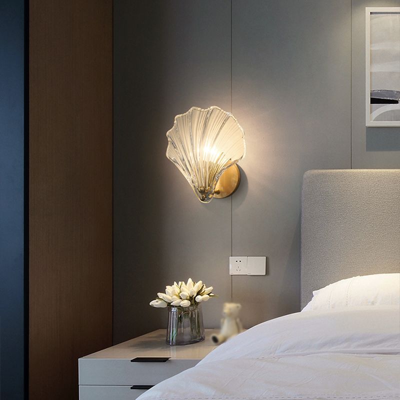 Single Golden Contemporary Glass Unique Shaded Bathroom Vanity Light