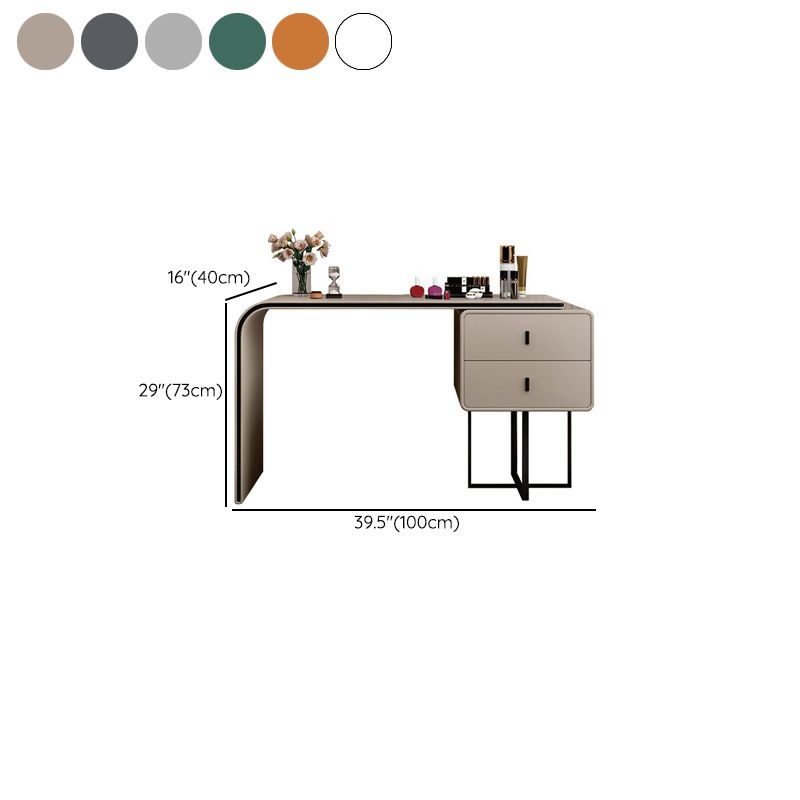 2-drawer Leather Vanity Table 28.74" H Dressing Table with Metal Base