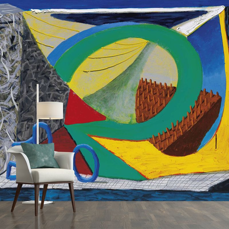 Pop Art Abstract Wallpaper Mural for Home Gallery Customized Wall Decor in Red-Yellow-Blue-Green