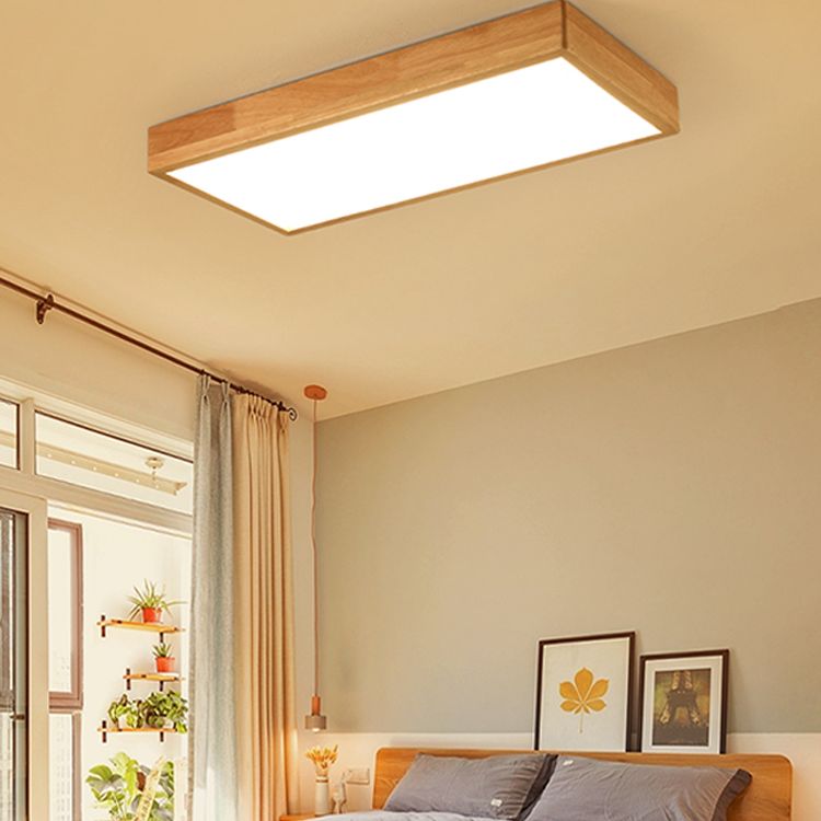 Plafonnier LED Log Color de simplicité moderne, plafonnier rectangulaire en bois avec abat-jour en acrylique