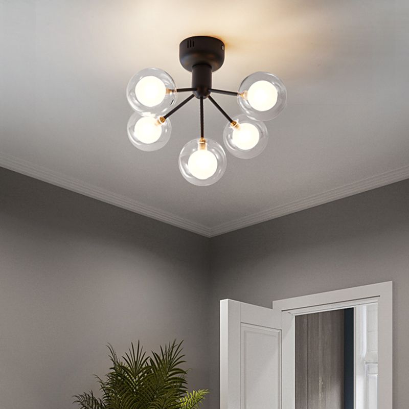 Globe Flush Mount Light Minimalist Clear Glass Corridor Semi -LED -Flush -Chandelier