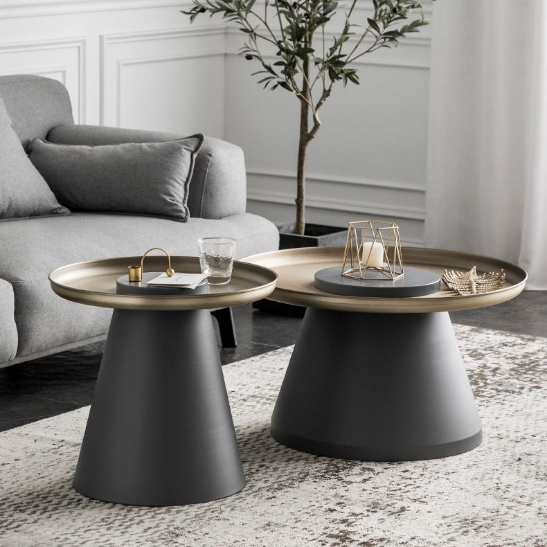 Mid-Century Pedestal End Table Round Metal Side Table for Living Room