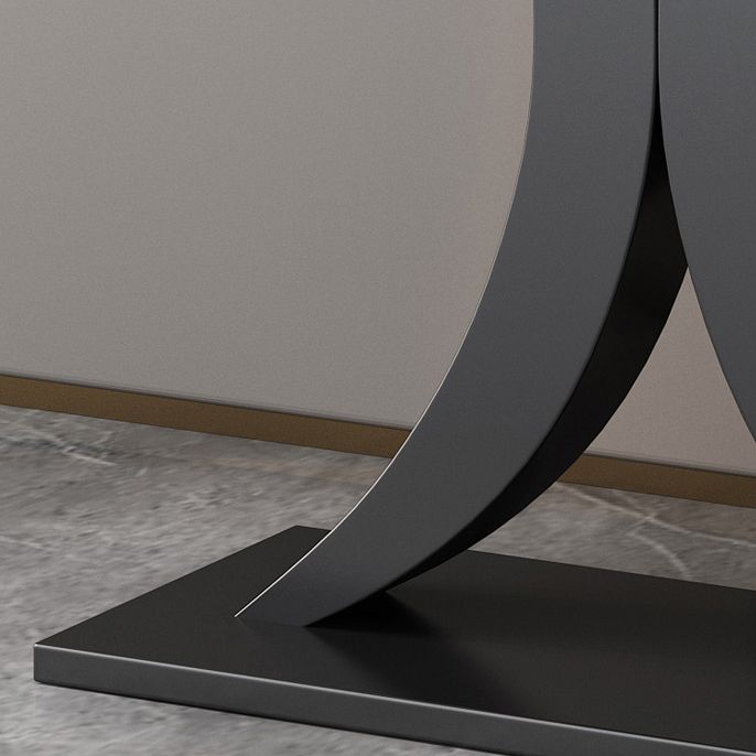 Glam Iron Console Sofa Table Half Moon Marble Console Accent Table for Hall