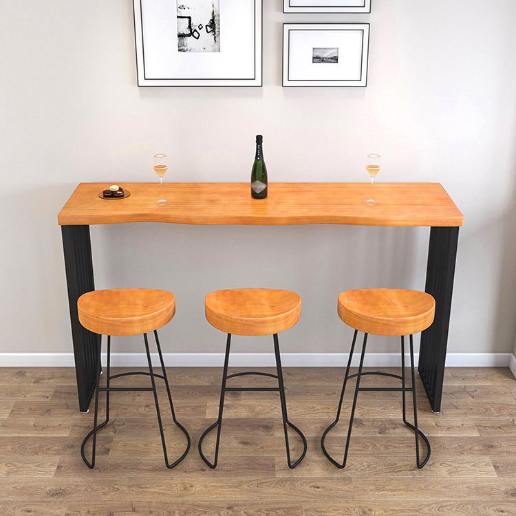Industrial Rectangle Solid Wood Bar Table Set 1/2/3/4/5/7 Pieces Counter Table with Stools