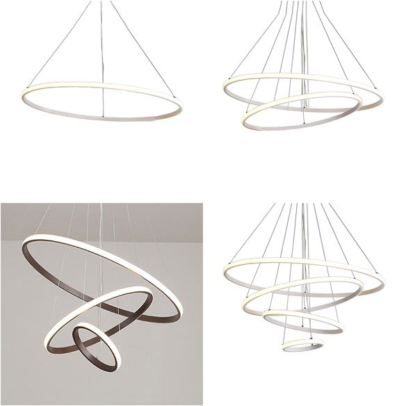 Brauner Multi-Ring-Kronleuchter moderner Acryl 2/3/4 Lichter Wohnzimmer LED-Deckenheize in warm/weiß/natürliches Licht
