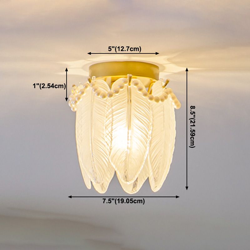 Luminaire encastré au plafond en plumes, style simple, doré