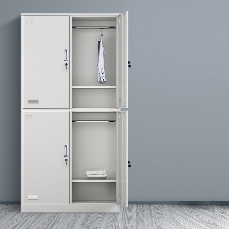 Grey Steel Wardrobe Armoire Contemporary Hinged Wardrobe Cabinet