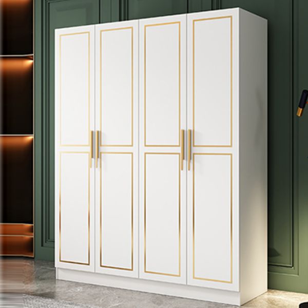 White Engineered Wood Wardrobe Armoire Modern Wardrobe Cabinet