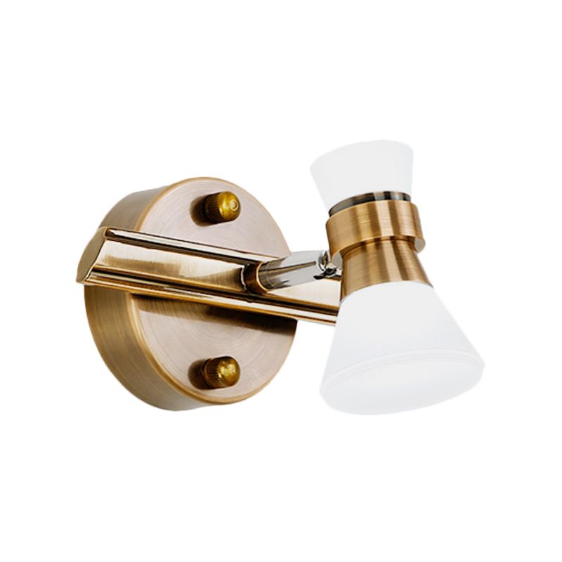 Tapered Bathroom Wall Vanity Light Traditionalist Metal 1/2/3-Bulb LED Brass Wall Lighting Fixture in Warm/White Light