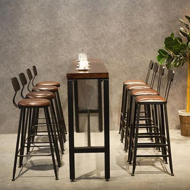 Shop Rectangle Patio Bar Table Trestle Footrest Brown Cocktail Table