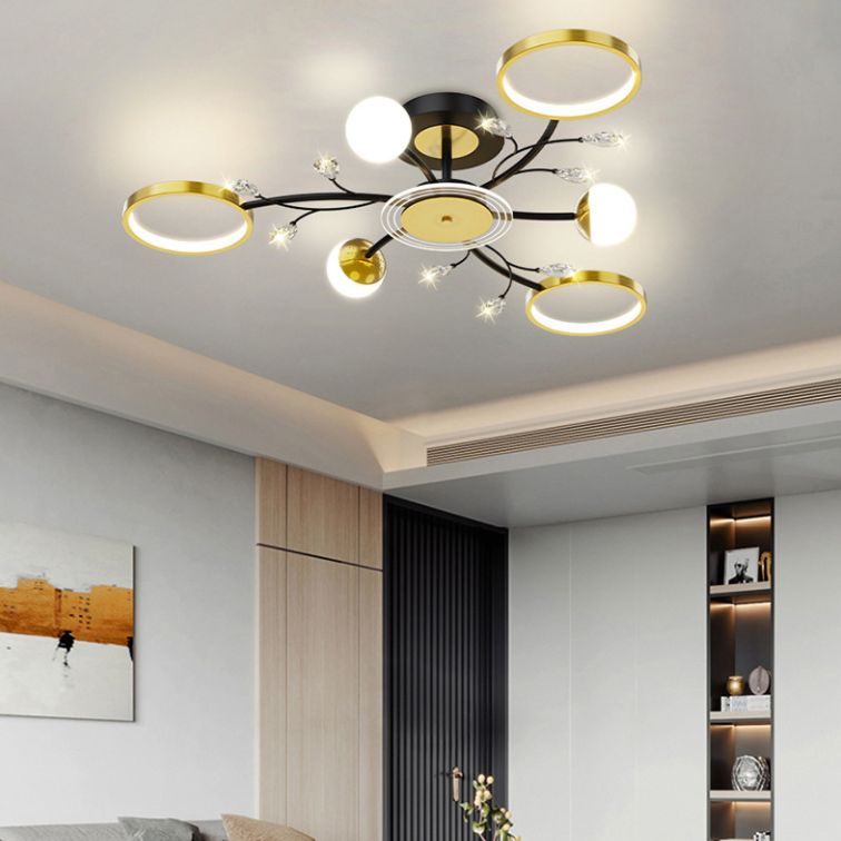 Black Sputnik Flush Mount Ceiling Light Modern Aluminum Flush Light for Living Room