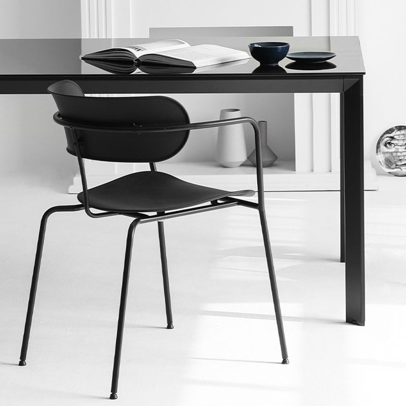 Contemporary Style Arm Chair Plastic Open Back Side Chair with Metal Base