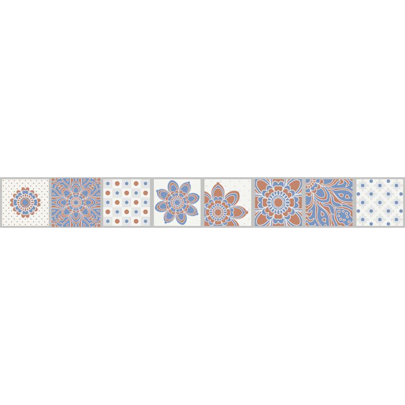 Flower and Dot Wallpaper Border Boho Peel and Stick Kitchen Backsplash Wall Art, 16.5' x 8"