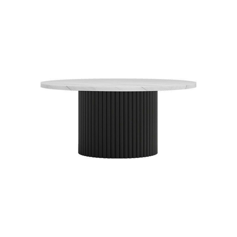 Glam Pedestal Coffee Table Wood Round Cocktail Table for Living Room