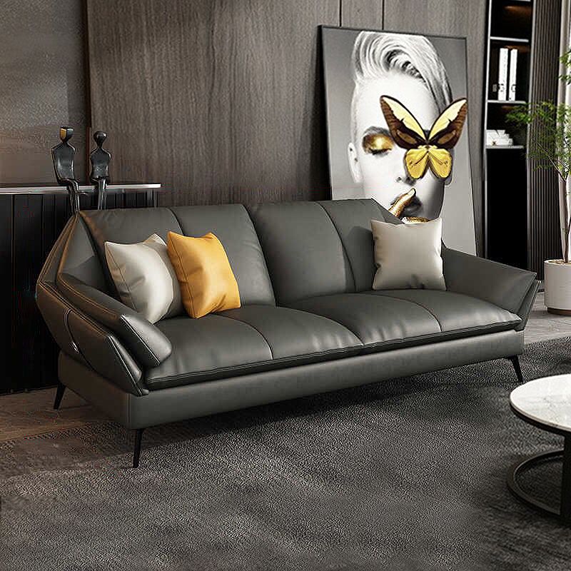 Down Fill Cushions Leather Living Room Pillow Top Arm Modular Sofa & Chaise