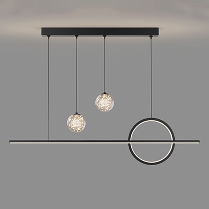 4 Lights de la isla de luz ligera Luces de la isla de vidrio contemporánea en negro