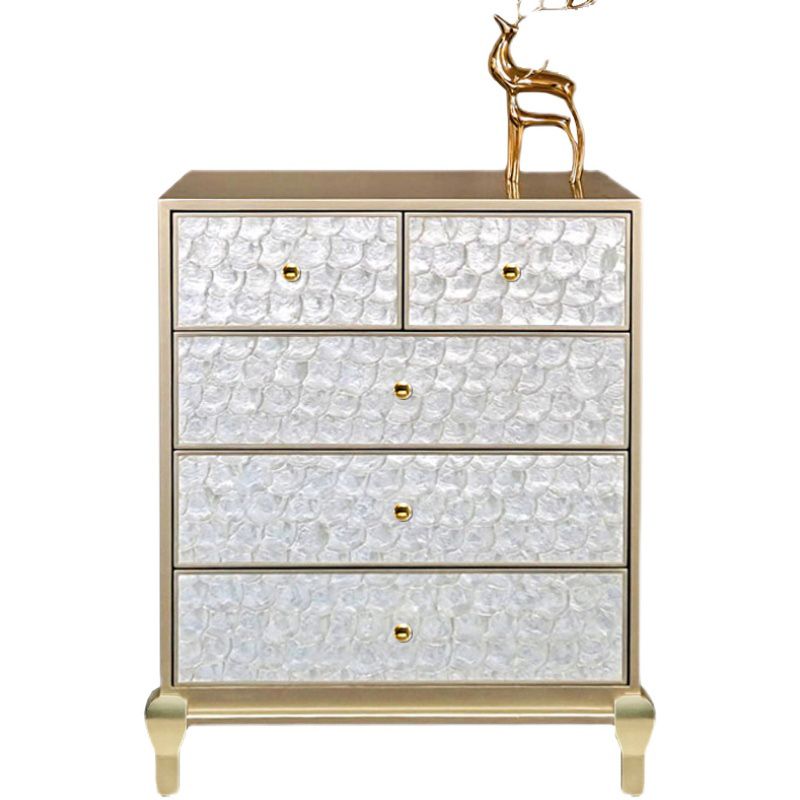 5 Drawers Champagne Storage Chest Glam Vertical Lingerie Chest