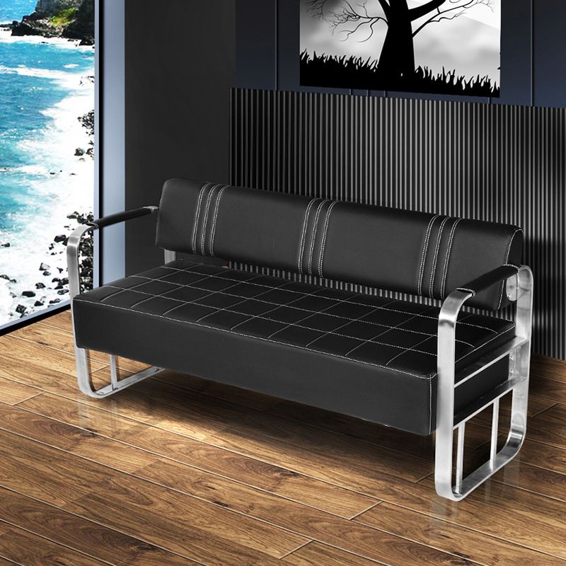 Faux Leather Square Arm Sofa with Tight Back 21.65" W 28.74" H