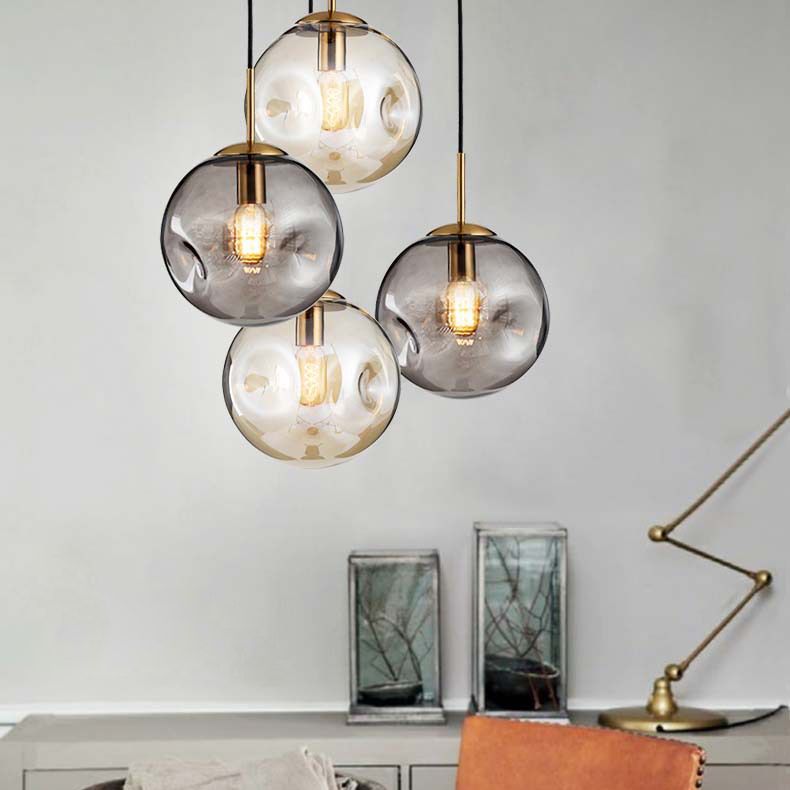 Creative Concave Design Globe Hanging Light 1-Light Nordic minimalisme Transparency Glass Suspension Lampe