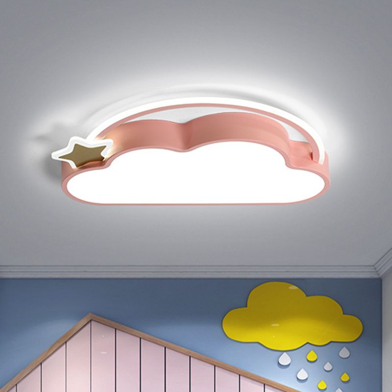 Wolk- en ster-plafondgemonteerd armatuur Eenvoudig roze/goud LED-inbouwlicht voor kinderslaapkamer