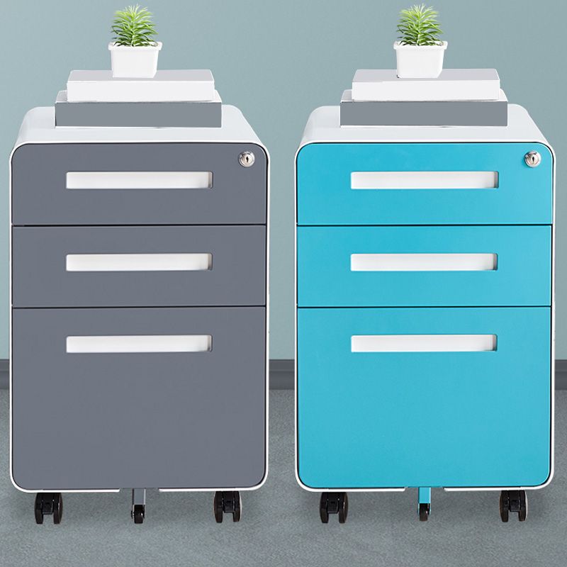 Contemporary File Cabinets Steel Frame File Pedestal with Key Lock for Office
