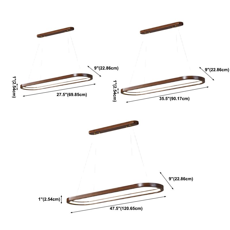 Modern 1-Light Pendant Lighting Wood Oval Island Pendant Light for Kitchen Island