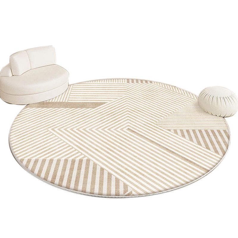 Beige Modern Carpet Polyester Line Area Carpet Tear Resistant Carpet for Home Decoration