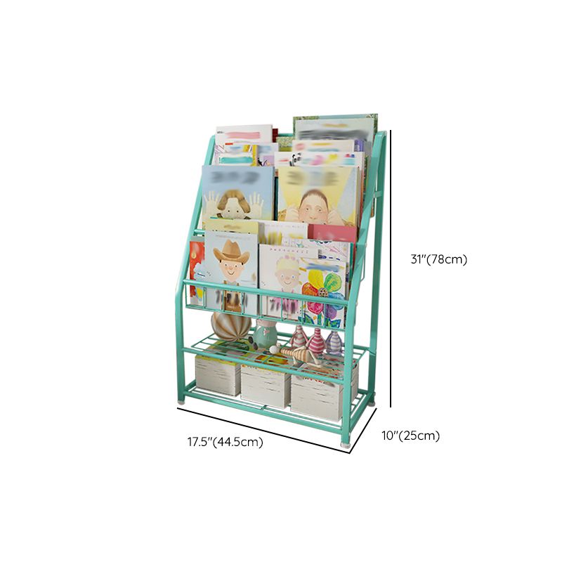 Scandinavian Ladder Bookshelf Metal Closed Back Bookcase with Shelves