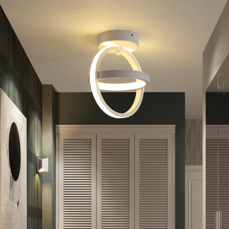Plafonnier à cercle croisé noir/blanc, luminaire LED simple en métal, lumière chaude/blanche