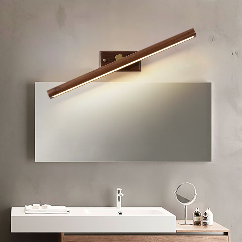 Modern Nordic LED Mirror Light Rotatable Wooden Wall Sconce Light for Bedroom Bathroom