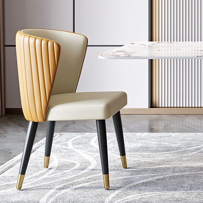 Nordic Glam Style Dining Chairs Armless Side Chairs with Wooden Legs