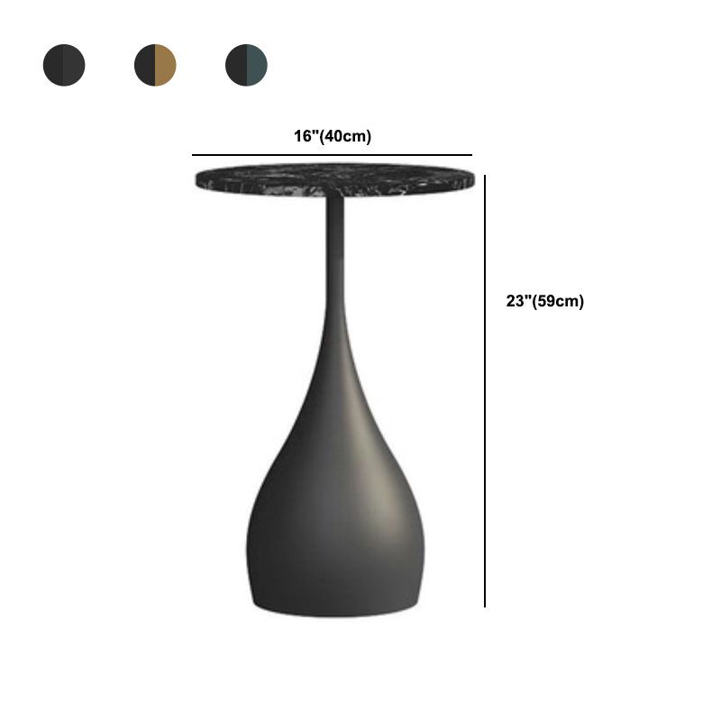 Contemporary Style Round Side End Table Metal Pedestal Sofa Side Accent Table