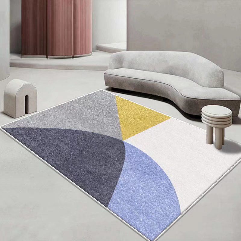 White Modern Rug Polyester Color Lump Rug Washable Rug for Drawing Room