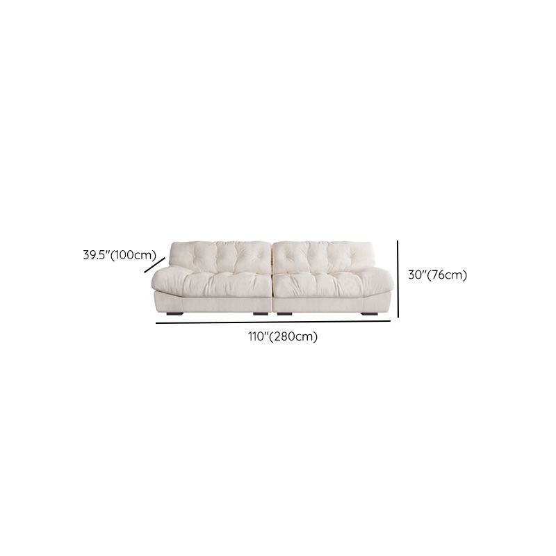 Contemporary White Sofa Faux Leather Armless Sofa with Loose Back