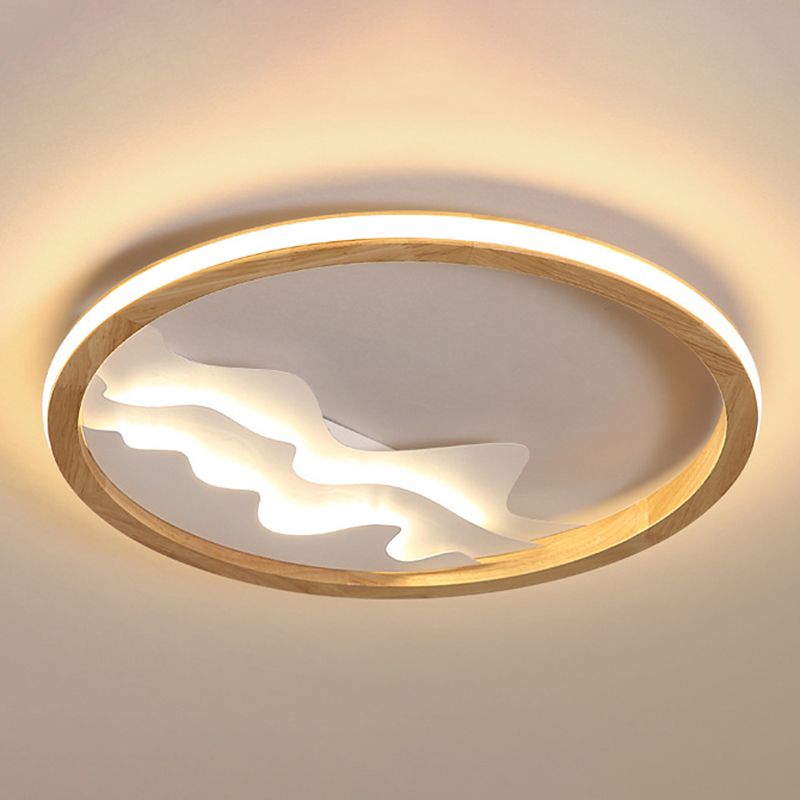 Houten Ring Vormige Flush Light Fixture Minimalistische LED Plafond Licht voor Slaapkamer