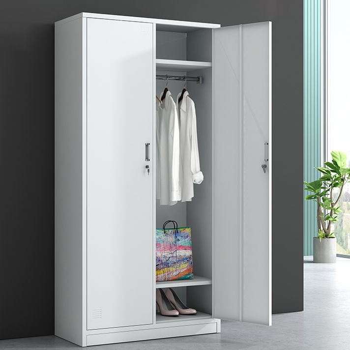 White Metal Cabinet for Bathroom Contemporary Storage Cabinet with Hinged Door