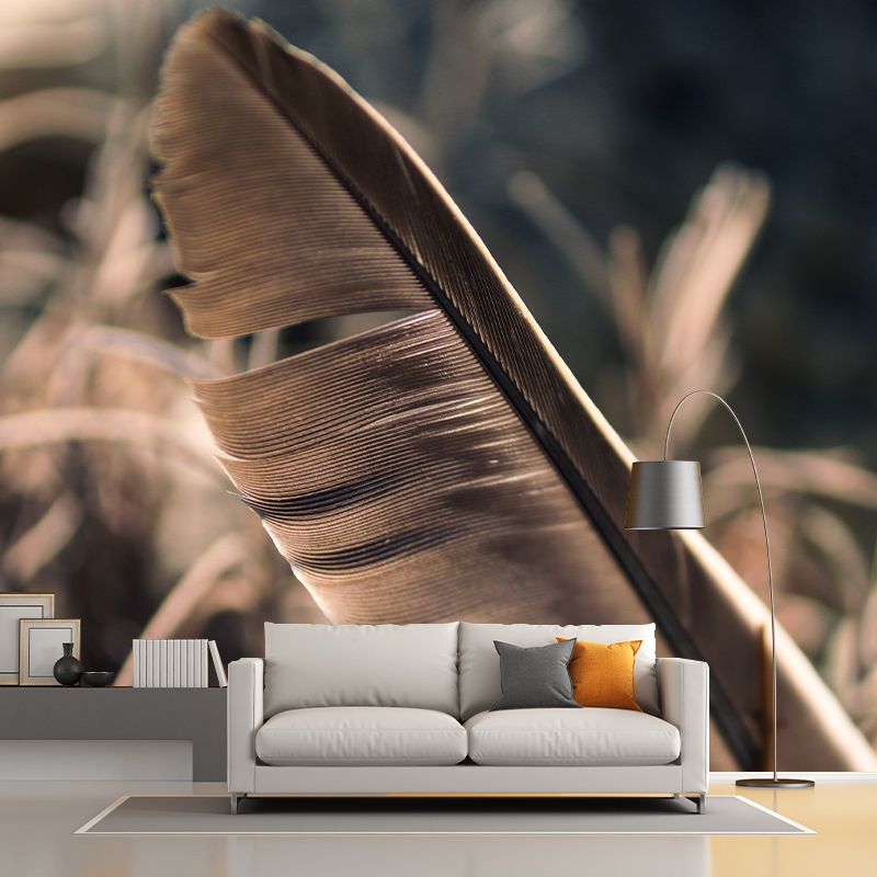 Minimalism Feather Mural Wallpaper Customized Wall Covering for Girls' Bedroom