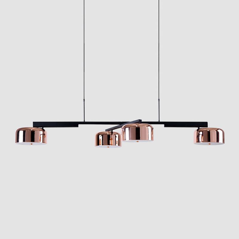 Linear Shape Pendant Light Modern Style Metal 4 Lights Island Lamps in Gold