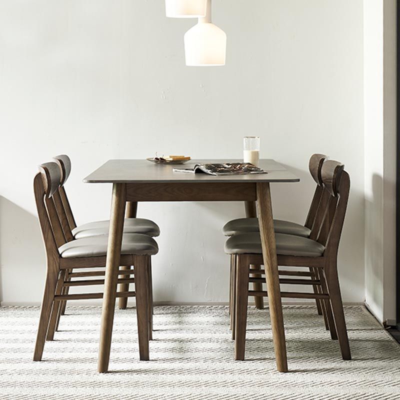 Mid-Century Rectangle Dining Table Solid Wood Base Dining Table for Dining