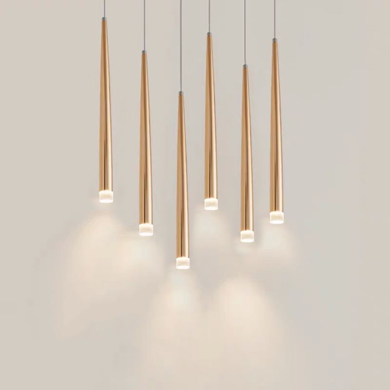 Gold Conical Hanging Light Fixture Simple 1-Light Metal Pendant Lighting for Bar